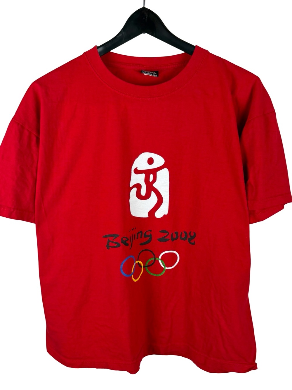 Vintage Beijing 2008 Olympics Boxy Streetwear Red Promo Graphic Shirt Size XL
